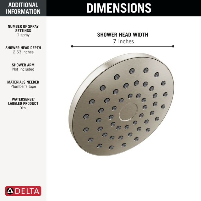 Delta Universal Showering PivotPro™ Spotshield Brushed Nickel 1.75 GPM Raincan Shower Head-3