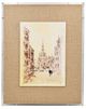 A & B Home 2-Piece Beige European Cities Watercolor Framed Print Set-1