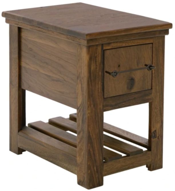International Furniture Direct Walnut Reddish Brown 18" Chairside Table-0