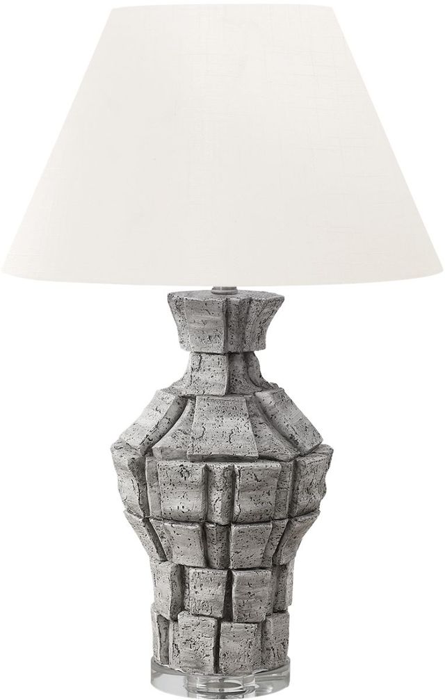 Monarch Specialties Inc. Grey Resin Table Lamp with Ivory Shade-0