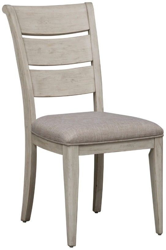 Clearance Liberty Furniture Farmhouse Reimagined Antique White/Khaki Ladder Back Upholstered Side Chair-1