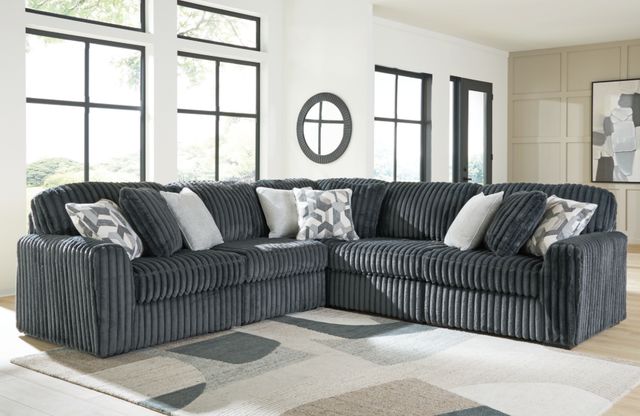 Signature Design by Ashley® Midnight-Madness 5-Piece Gunmetal Curved Sectional-1