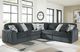 Signature Design by Ashley® Midnight-Madness 5-Piece Gunmetal Curved Sectional-1