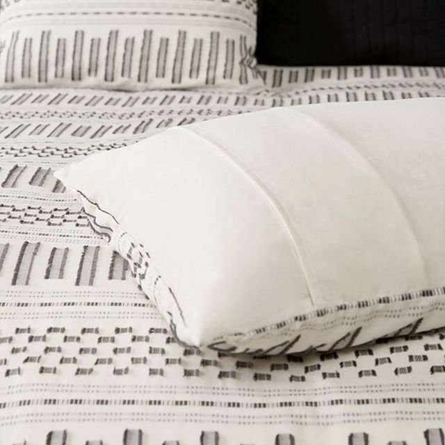 Olliix by INK+IVY Ivory/Charcoal Full/Queen Rhea Cotton Jacquard Comforter Mini Set-1