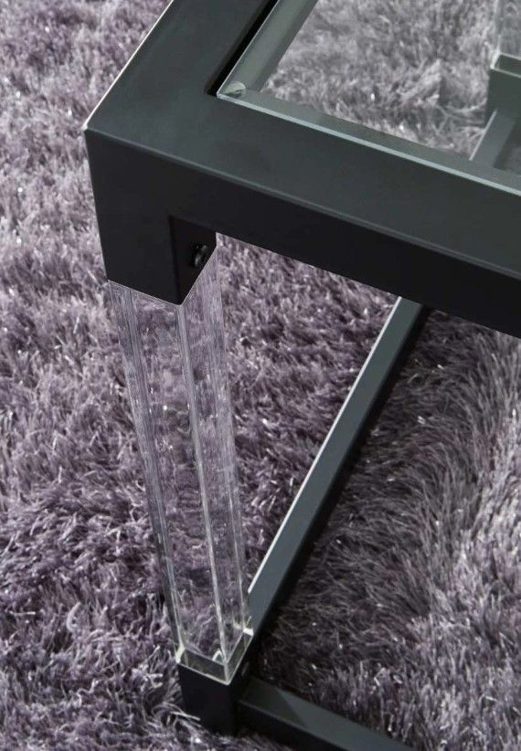 Signature Design by Ashley® Nallynx Glass Top End Table with Metallic Gray Frame and Acrylic Legs-2