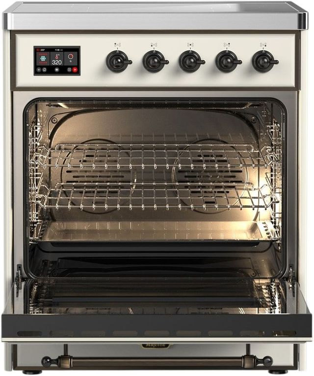 Ilve® Majestic III 30" Antique White Pro Style Induction Range with Triple Glass Door and Burnished Trim-1