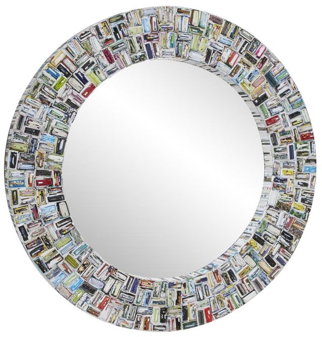 Deco Marche Multi Colored Recycled Magazine Frame Wall Mirror-0