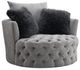 Furniture of America® Sofi Dark Gray Button Tufted Swivel Chair-0