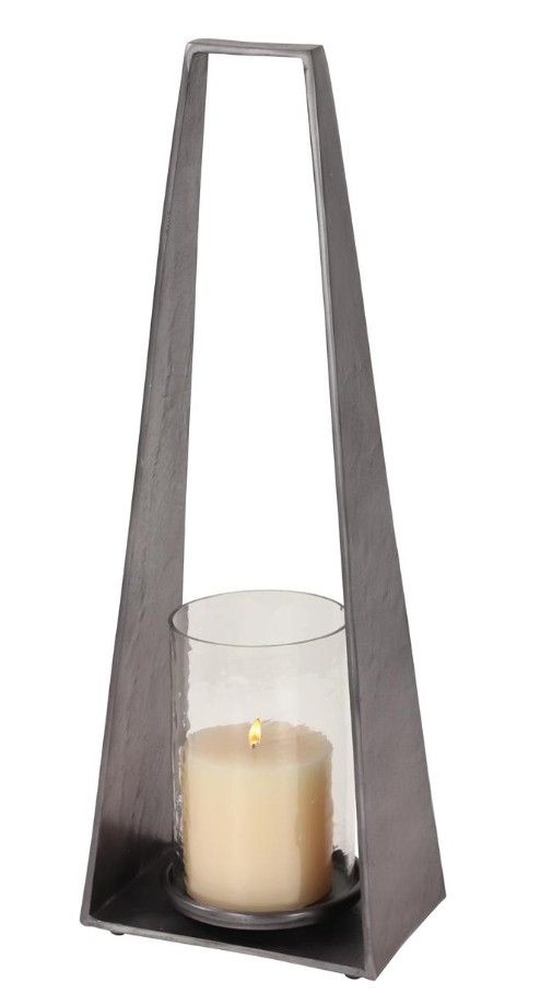 Deco Marche Gray Aluminum Indoor Outdoor Candle Lantern-2