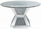 ACME Furniture Noralie Glass Top Round Dining Table with Hourglass Mirrored Base-1