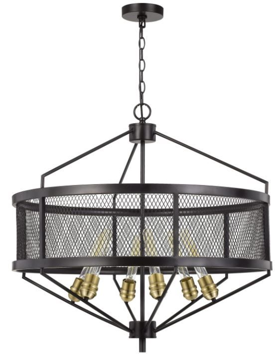 Cal® Lighting & Accessories Halle Brushed Antique Brass/Black Chandelier-0