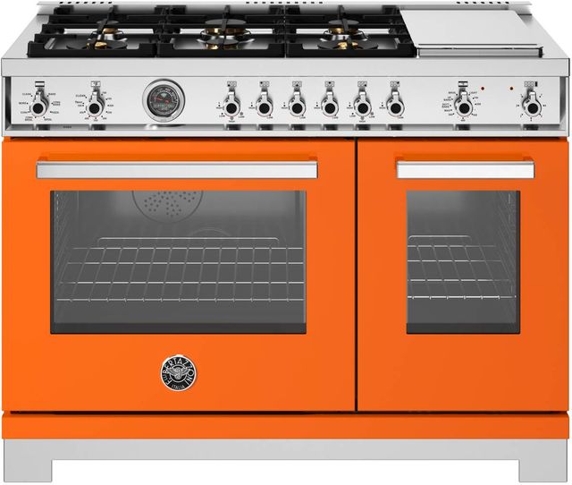 Bertazzoni Professional Series 48" Arancio Pro Style Dual Fuel Range-0
