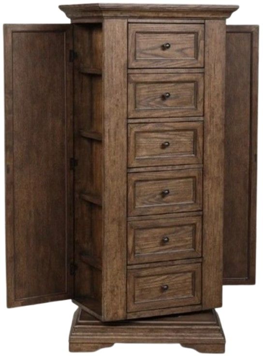 New Classic® Home Furnishings Mar Vista Brushed Walnut Swivel Lingerie Chest with Mirror-2