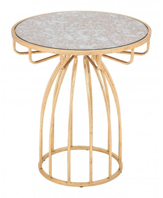 Zuo® Modern Silo Mirror Top Side Table with Gold Base-0