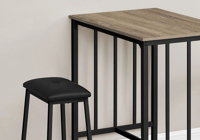 Monarch Specialties Inc. 3-Piece Black/Brown Counter Height Dining Set-2