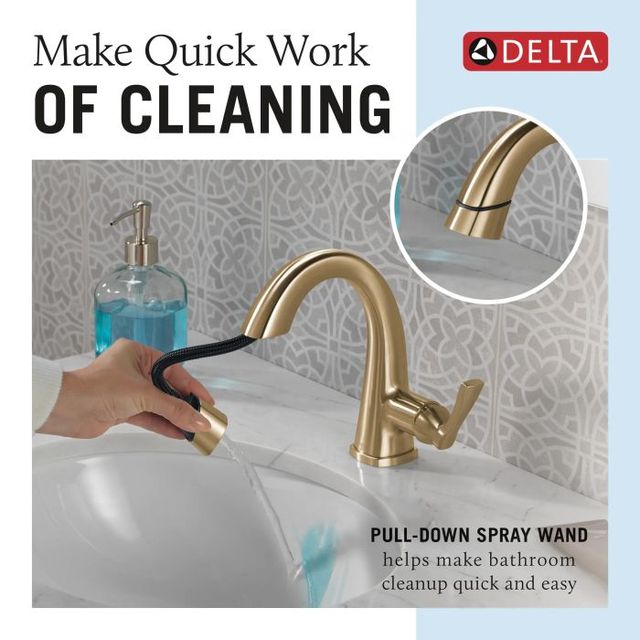 Delta Stryke® Lumicoat® Champagne Bronze Single Lever Handle Pull Down Bathroom Faucet-4