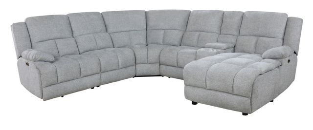 Coaster® Belize Grey 6-Piece Pillow Top Arm Power Sectional -0
