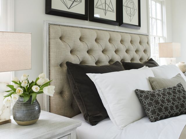 Lexington Home Oyster Bay Sag Harbor Beige Queen Tufted Upholstered Panel Bed-2