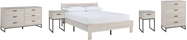 Signature Design by Ashley® Socalle 5-Piece Natural Queen Panel Platform Bed Set-0