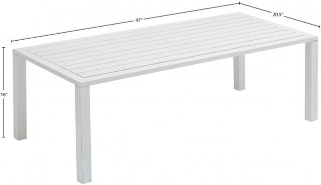 Meridian Furniture Maldives White Aluminum Outdoor Coffee Table-3