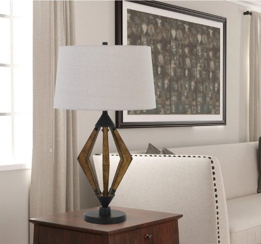 Cal® Lighting & Accessories Valence Brown/White Table Lamp-1
