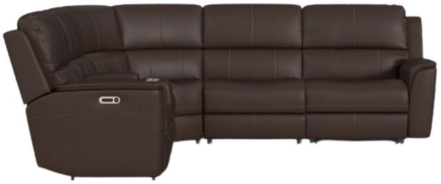 Flexsteel® Henry 6-Piece Leather Burnt Umber Curved Power Reclining Sectional-4