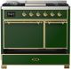Ilve® Majestic III 40" Emerald Green Pro Style Dual Fuel Liquid Propane Range with Solid Door and Brass Trim-4