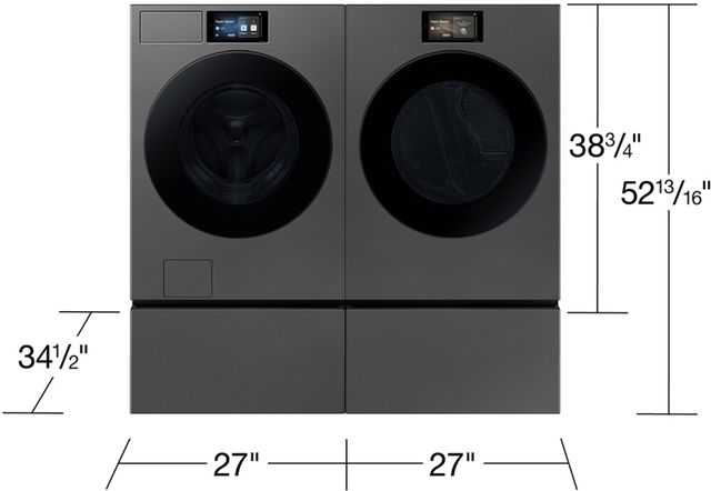 Samsung Bespoke 27" W x 15" H Dark Steel Laundry Pedestal with Storage Drawer-4