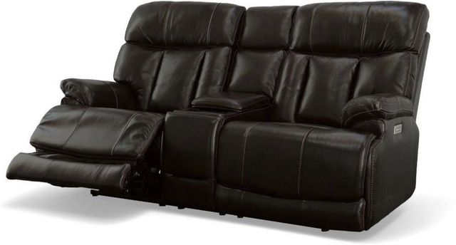 Flexsteel® Clive Brown Power Reclining Loveseat with Console and Power Headrests and Lumbar-2