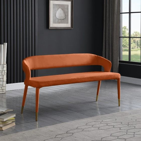 Meridian Furniture Destiny Cognac Velvet Bench-1