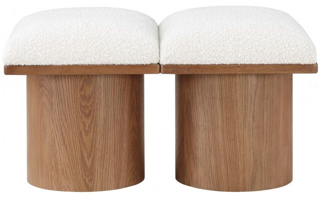 Meridian Furniture Pavilion 2-Piece Cream/Walnut 31" Modular Bench Set-1