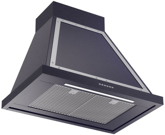 Ilve® Nostalgie II Noblesse 30" Midnight Blue Wall Mounted Range Hood with Chrome Trim-1
