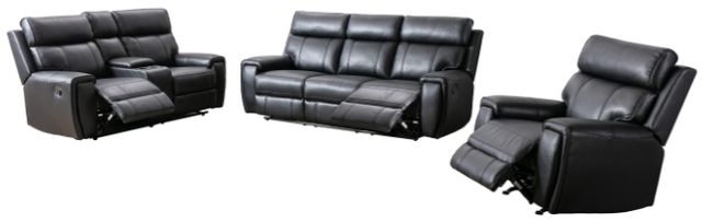 Mazin Furniture Carnegie Black Manual Reclining Sofa-3