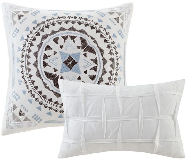Olliix by Urban Habitat 7 Piece Blue King/California King Rochelle Cotton Reversible Duvet Cover Set-1