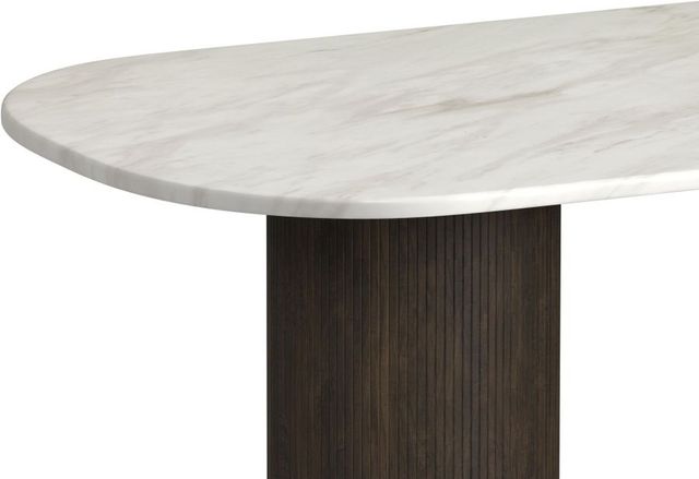 Elements International Sylvie White Faux Marble Top Dining Table with Dark Brown Base-4