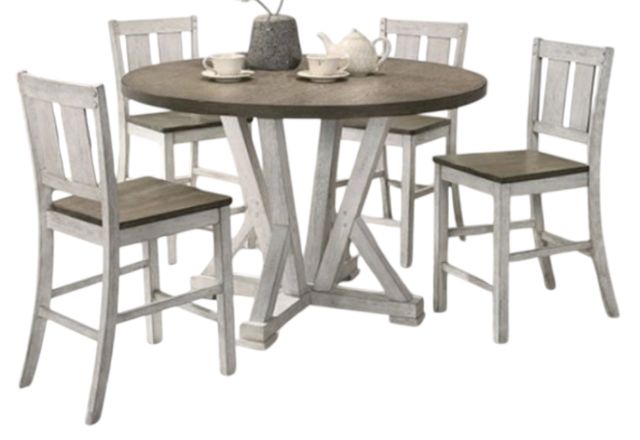 Furniture of America® Dakota 5-Piece Antique White/Ash Brown Dining Set-0