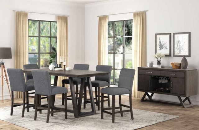 New Classic® Home Furnishings High Line 7-Piece Gray/Matte Brown Counter Table Set-1