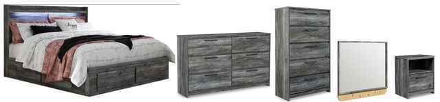 Signature Design by Ashley® Baystorm 5-Piece Gray King Panel Storage Bed Set-0