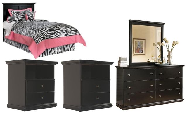 Signature Design by Ashley® Maribel 5-Piece Black Twin Panel Headboard Bed Set-0
