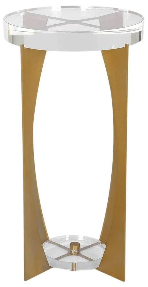 Uttermost® Kolkata Crystal Top Accent Table with Brass Base-3