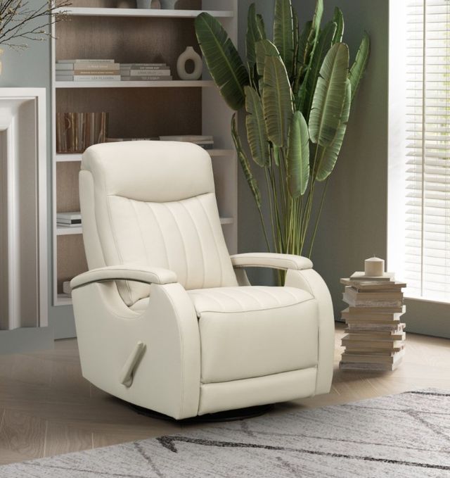 BarcaLounger® Braxton Troy Cream Leather Manual Swivel Glider Recliner-2