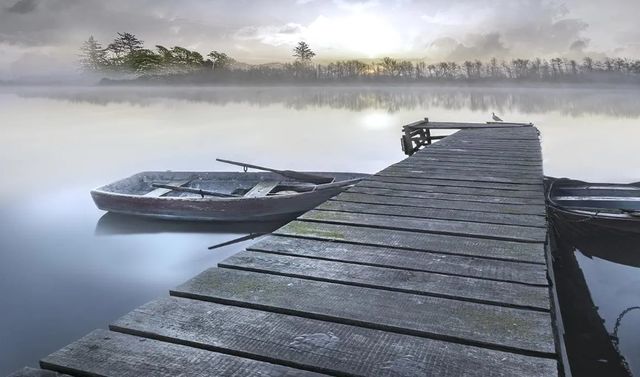 Classy Art Misty Morning Pier by Mike Calascibetta Wall Art-0