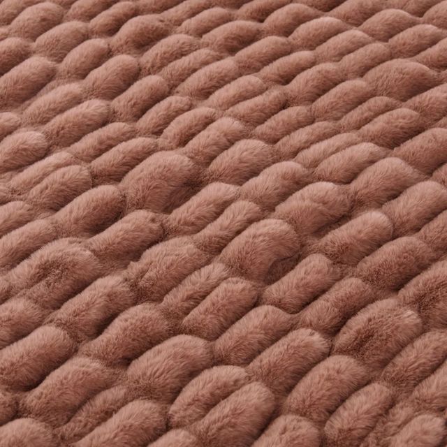 HiEnd Accents Ruched Rabbit Rosewood Double-Sided Throw Blanket-1