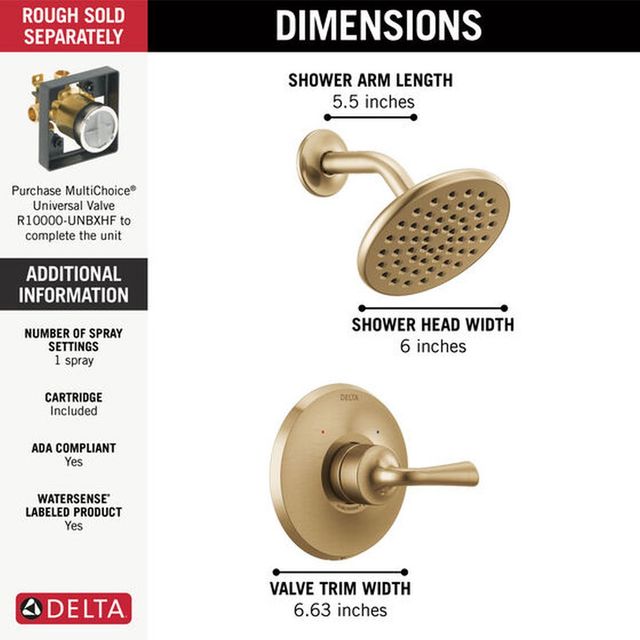 Delta Kayra® Monitor® 14 Series Champagne Bronze Shower Trim-1
