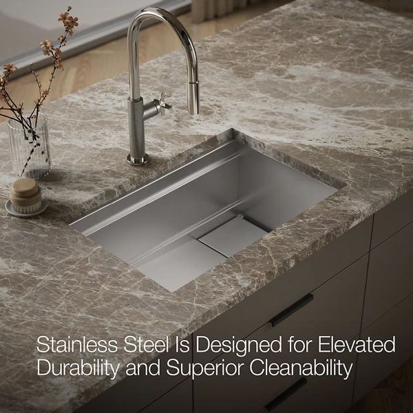 KOHLER® Synthos™ Matte Black/Stainless Steel 28" Undermount Single-Bowl Workstation Kitchen Sink-4