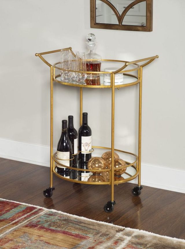 Linon Ullla Round Gold Bar Cart-4