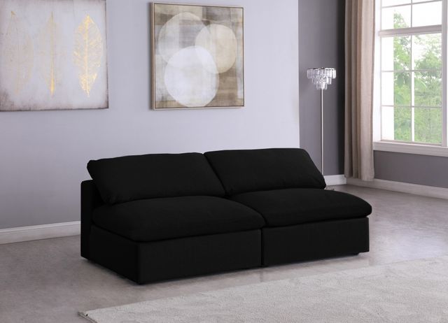 Meridian Furniture Serene Black Linen Fabric Deluxe Cloud Modular Armless Sofa-3