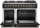 FORNO® Galiano 48" Stainless Steel Pro Style Dual Fuel Range with Black Door with Antique Brass Accents-1