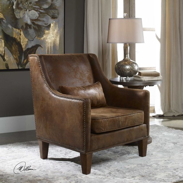 Uttermost® Clay Tanned Leather Arm Chair-1