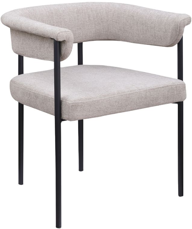Meridian Furniture Malin Taupe Linen Textured Upholstered Dining Arm Chair-0